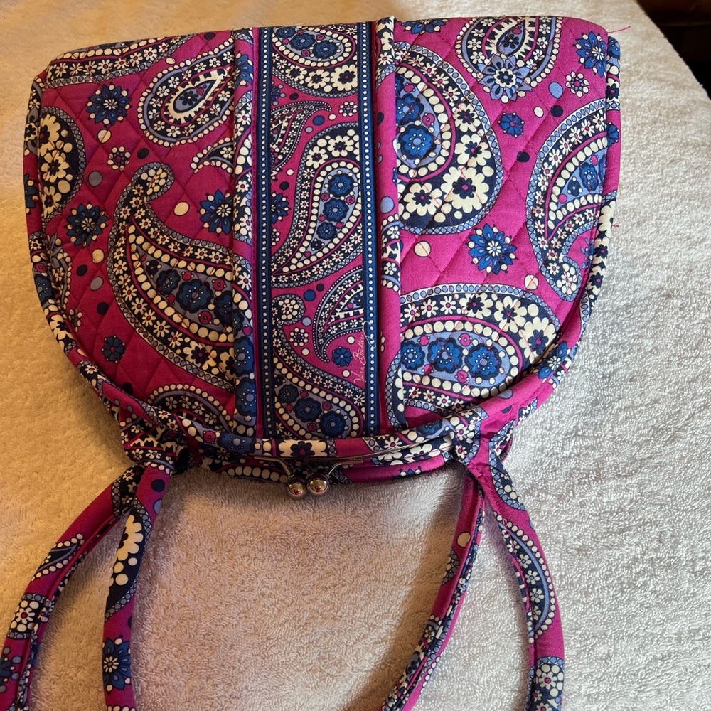 Vera Bradley “Boysenberry” Kiss Lock Half Dome satchel.